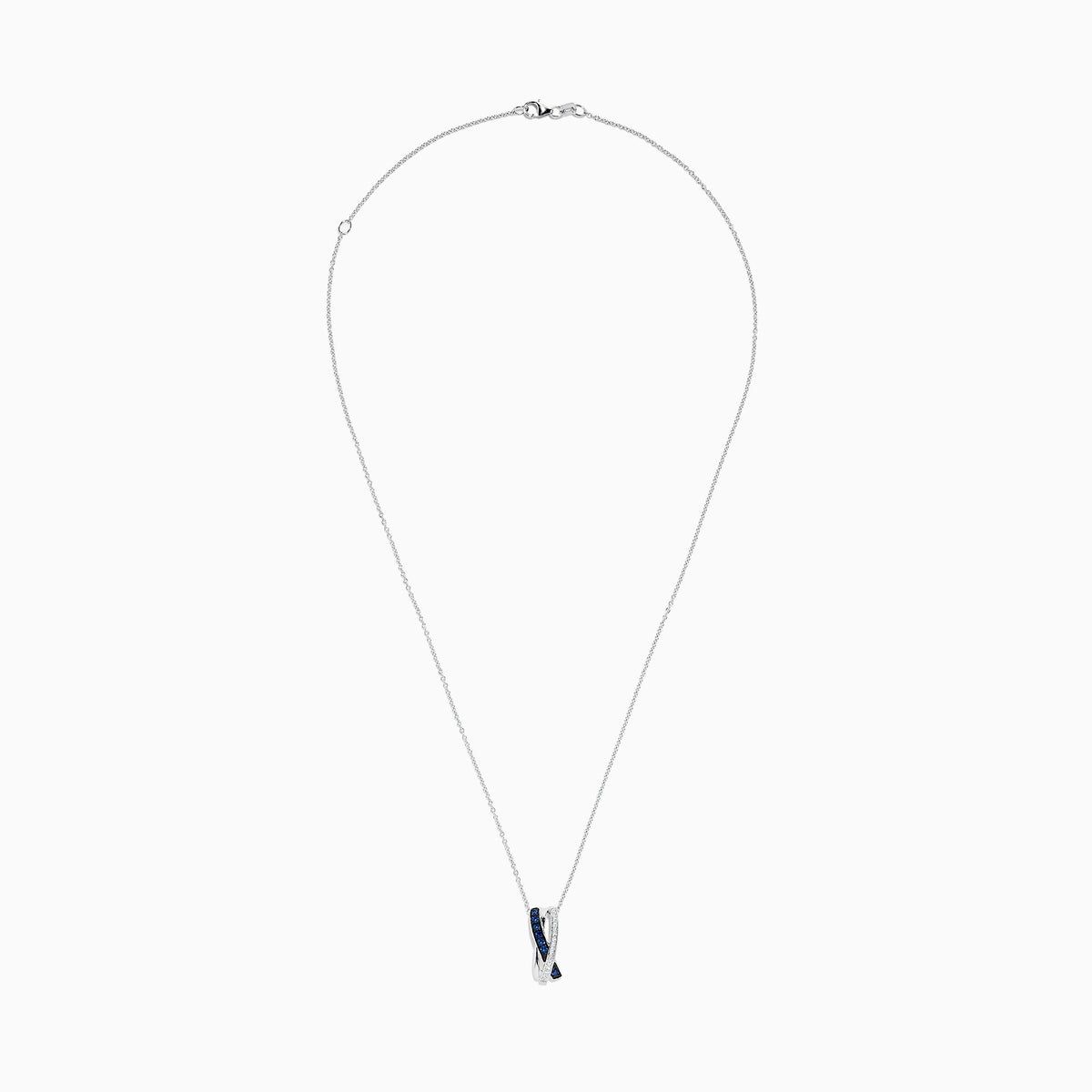 Blue Sapphire and Diamond Pendant in 14K White Gold, 0.26 ctw view 2