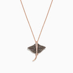 Espresso & White Diamond Stingray Pendant in 14K Gold, 0.46 ctw