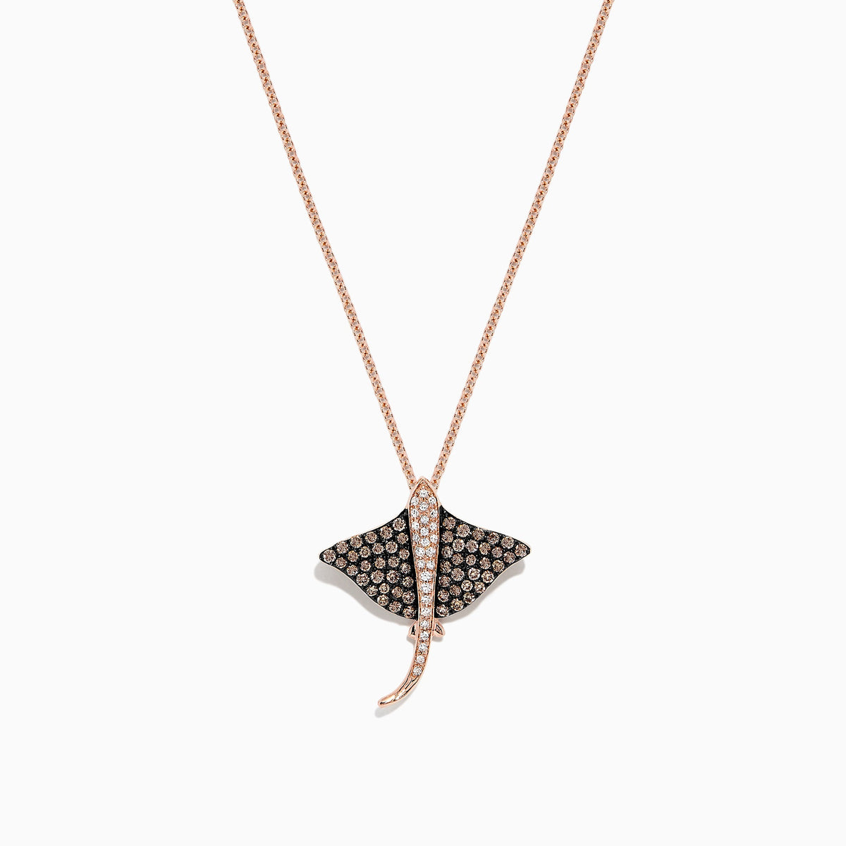 Espresso & White Diamond Stingray Pendant in 14K Gold, 0.46 ctw