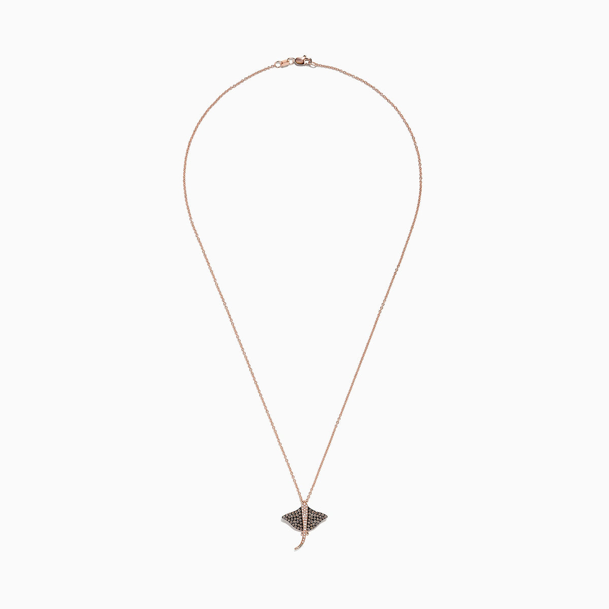 Espresso & White Diamond Stingray Pendant in 14K Gold, 0.46 ctw view 2