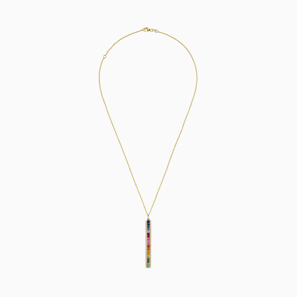 Sapphire and Diamond Vertical Pendant in 14K Yellow Gold, 2.06 ctw view 3