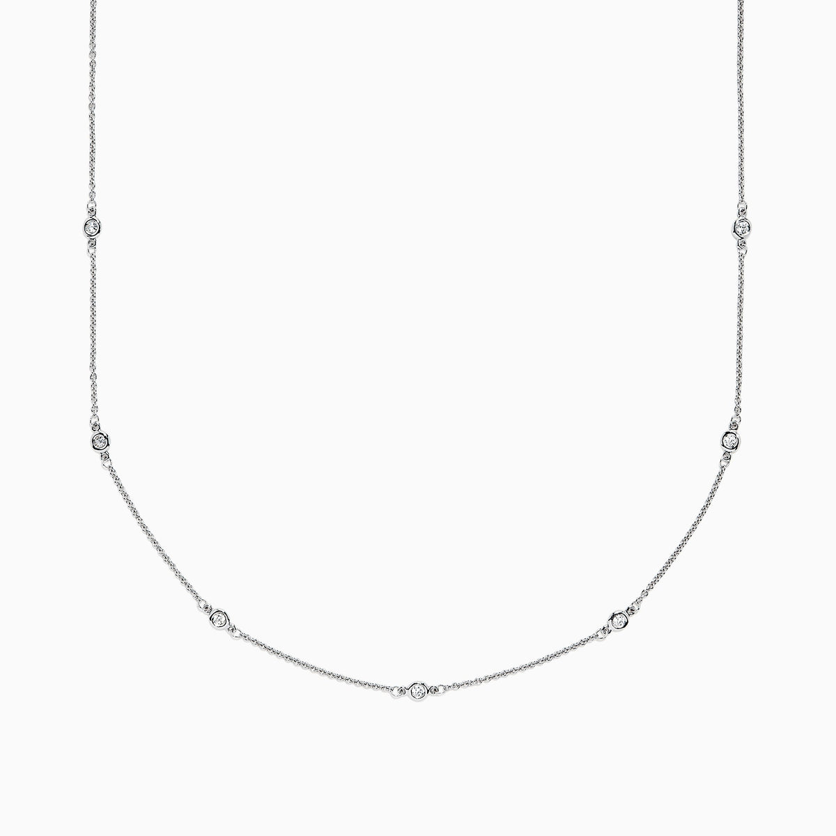 18" Diamond Station Necklace in 14K White Gold, 0.21 ctw