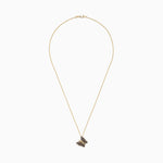 Espresso Brown and White Diamond Butterfly Pendant in 14K Yellow Gold view 2