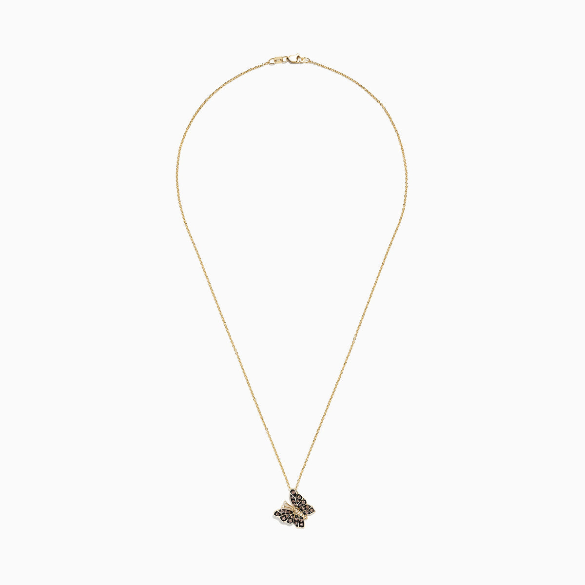 Espresso Brown and White Diamond Butterfly Pendant in 14K Yellow Gold view 2