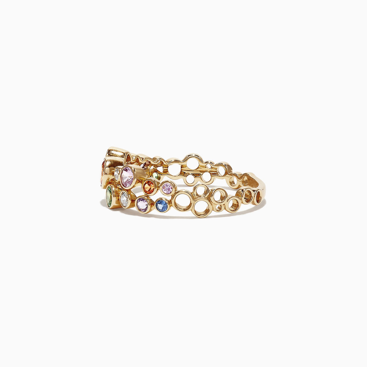 Multi-Sapphire and Diamond Ring in 14K Yellow Gold, 1.03 ctw view 4