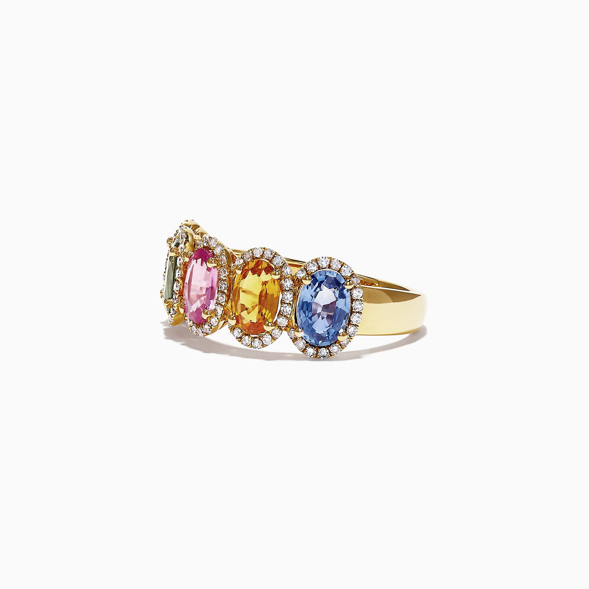 Multi-Sapphire Diamond Ring in 14K Yellow Gold, 2.81 ctw view 2