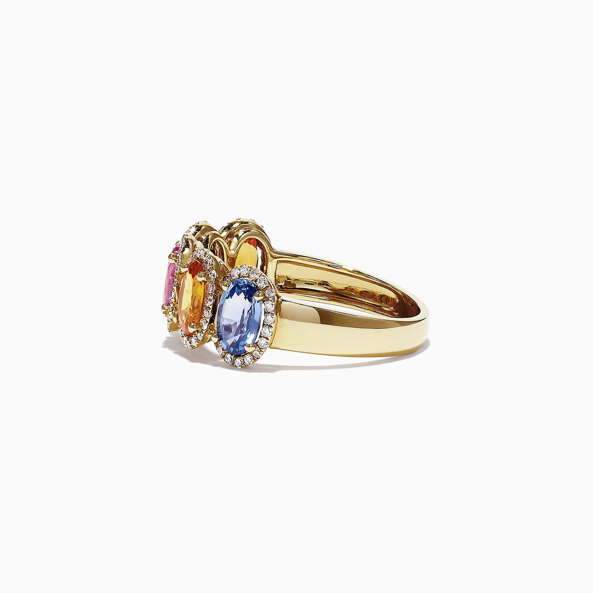Multi-Sapphire Diamond Ring in 14K Yellow Gold, 2.81 ctw view 4