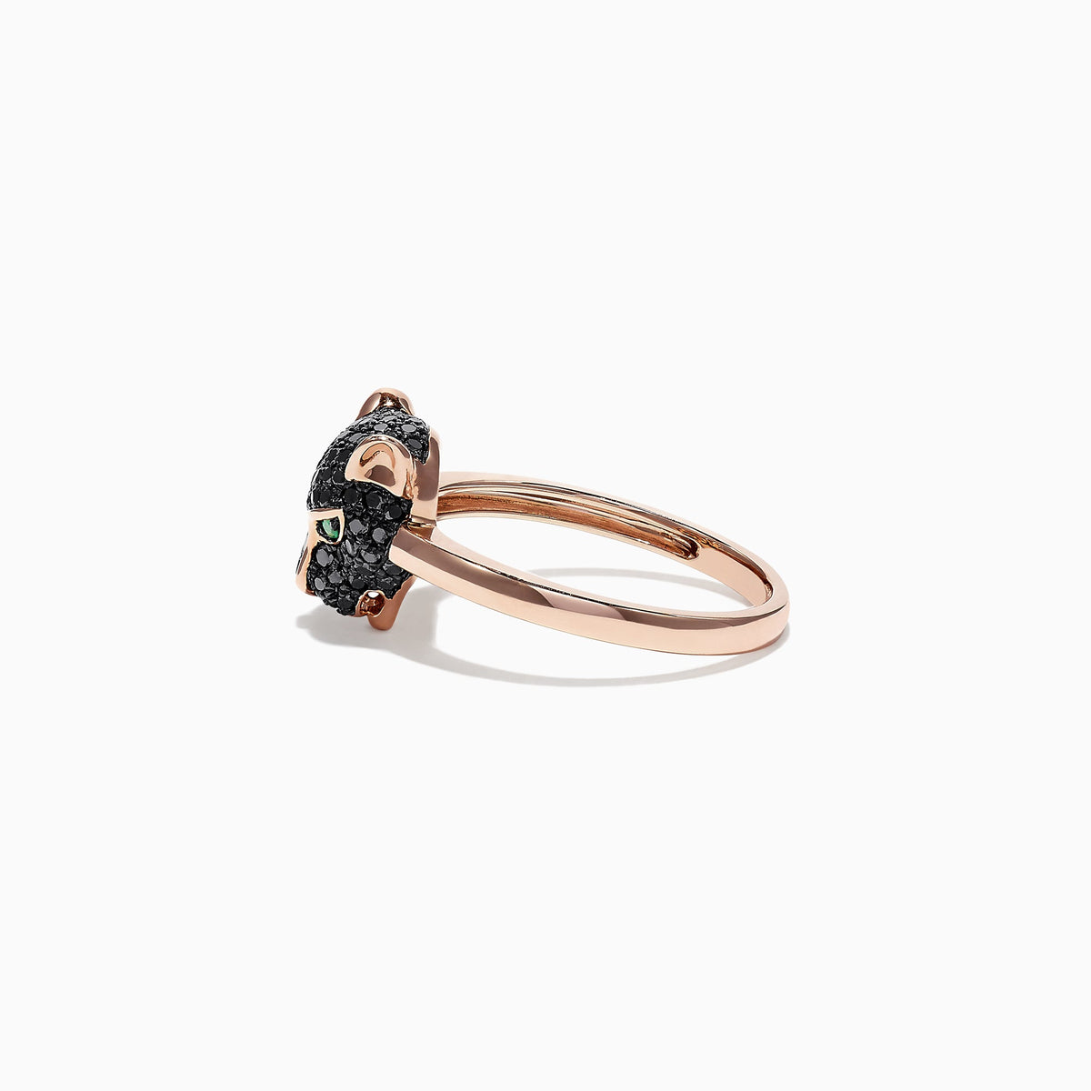 Black Diamond & Emerald Mini Ring in 14K Rose Gold, 0.46 ctw view 2