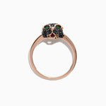 Black Diamond & Emerald Mini Ring in 14K Rose Gold, 0.46 ctw view 3