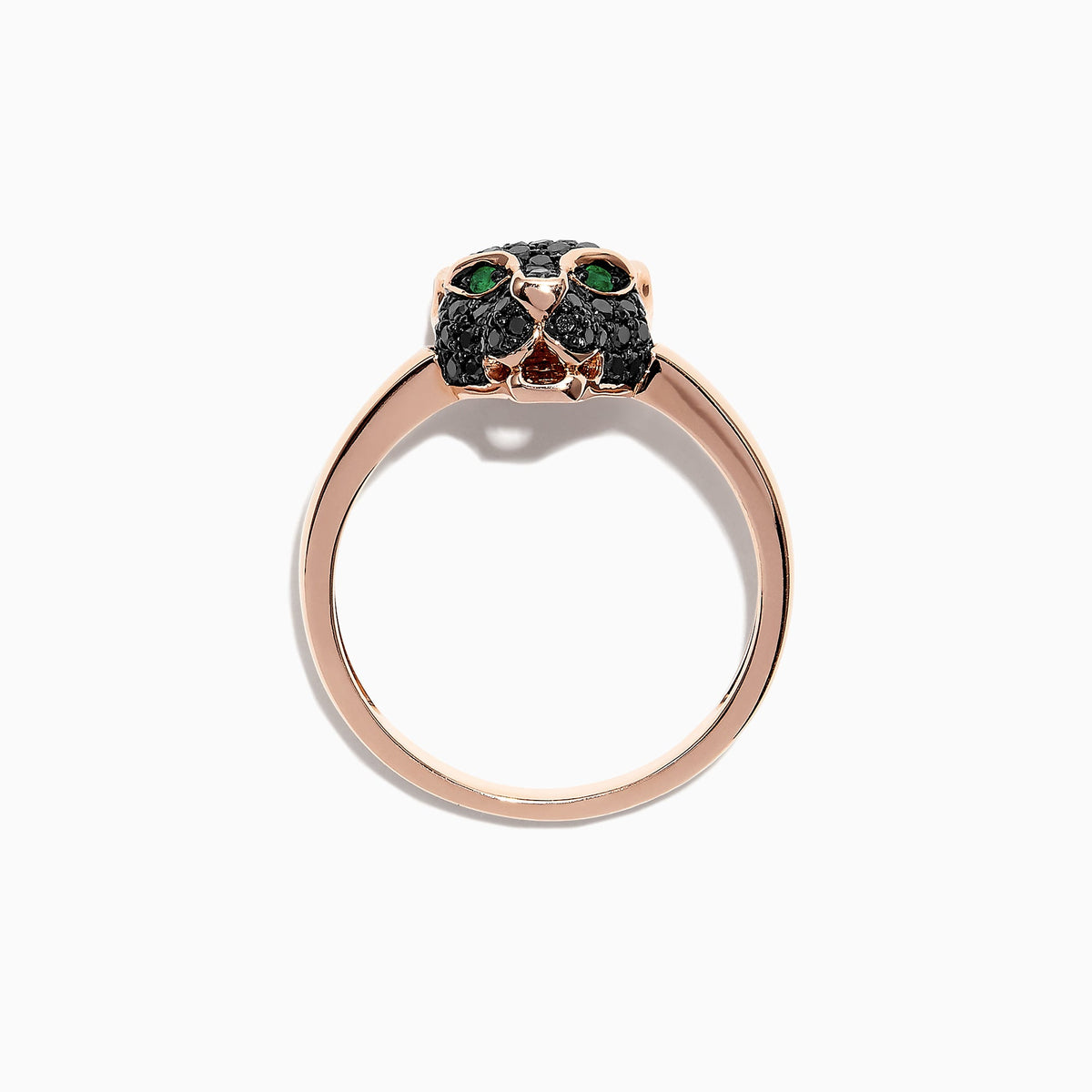 Black Diamond & Emerald Mini Ring in 14K Rose Gold, 0.46 ctw view 3