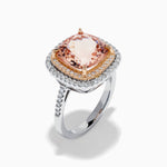 Morganite and Diamond Double Halo Ring in 14K Rose and White Gold view 3