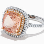 Morganite and Diamond Double Halo Ring in 14K Rose and White Gold view 2