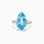 Blue Topaz & Diamond Ring in 14K White Gold, 7.27 ctw
