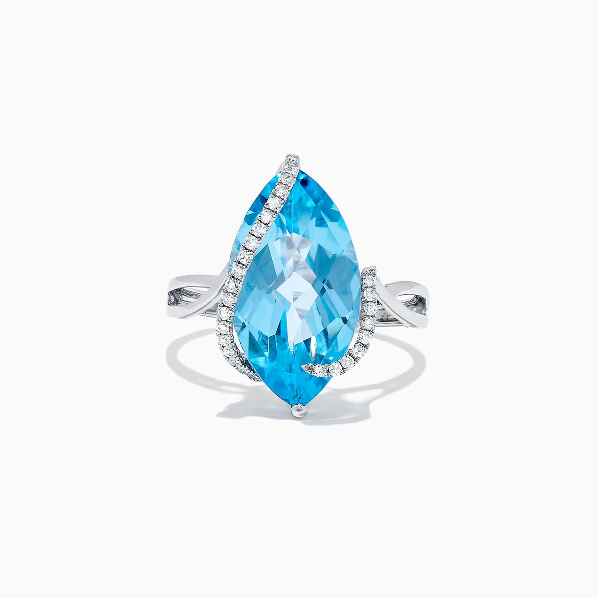 Blue Topaz & Diamond Ring in 14K White Gold, 7.27 ctw