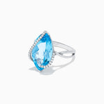 Blue Topaz & Diamond Ring in 14K White Gold, 7.27 ctw view 2
