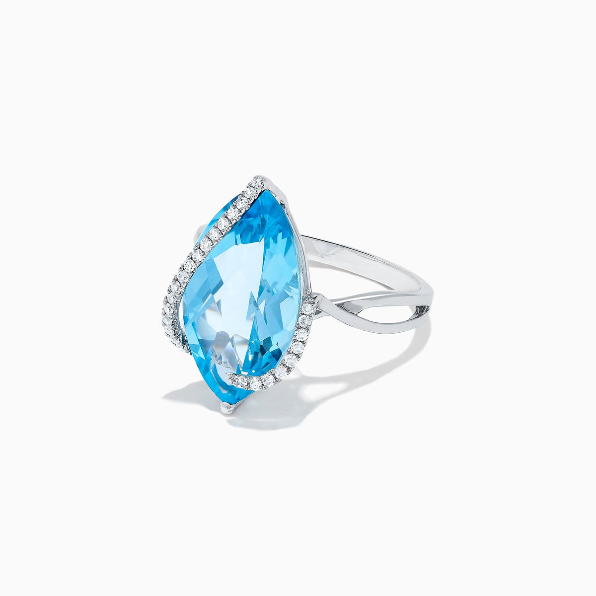 Blue Topaz & Diamond Ring in 14K White Gold, 7.27 ctw view 2