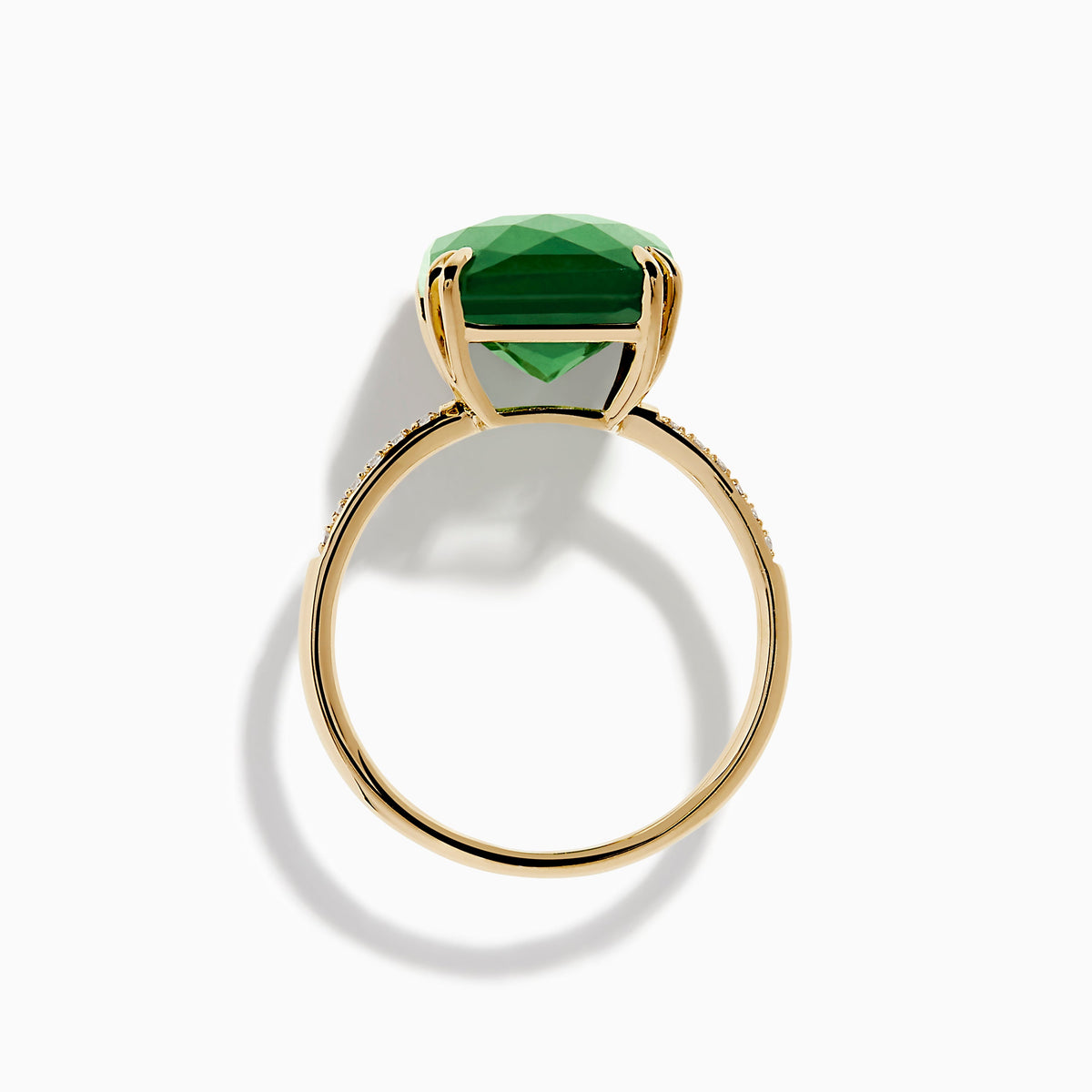 Green Jade and Diamond Ring in 14K Yellow Gold view 3