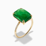 Green Jade and Diamond Ring in 14K Yellow Gold view 4