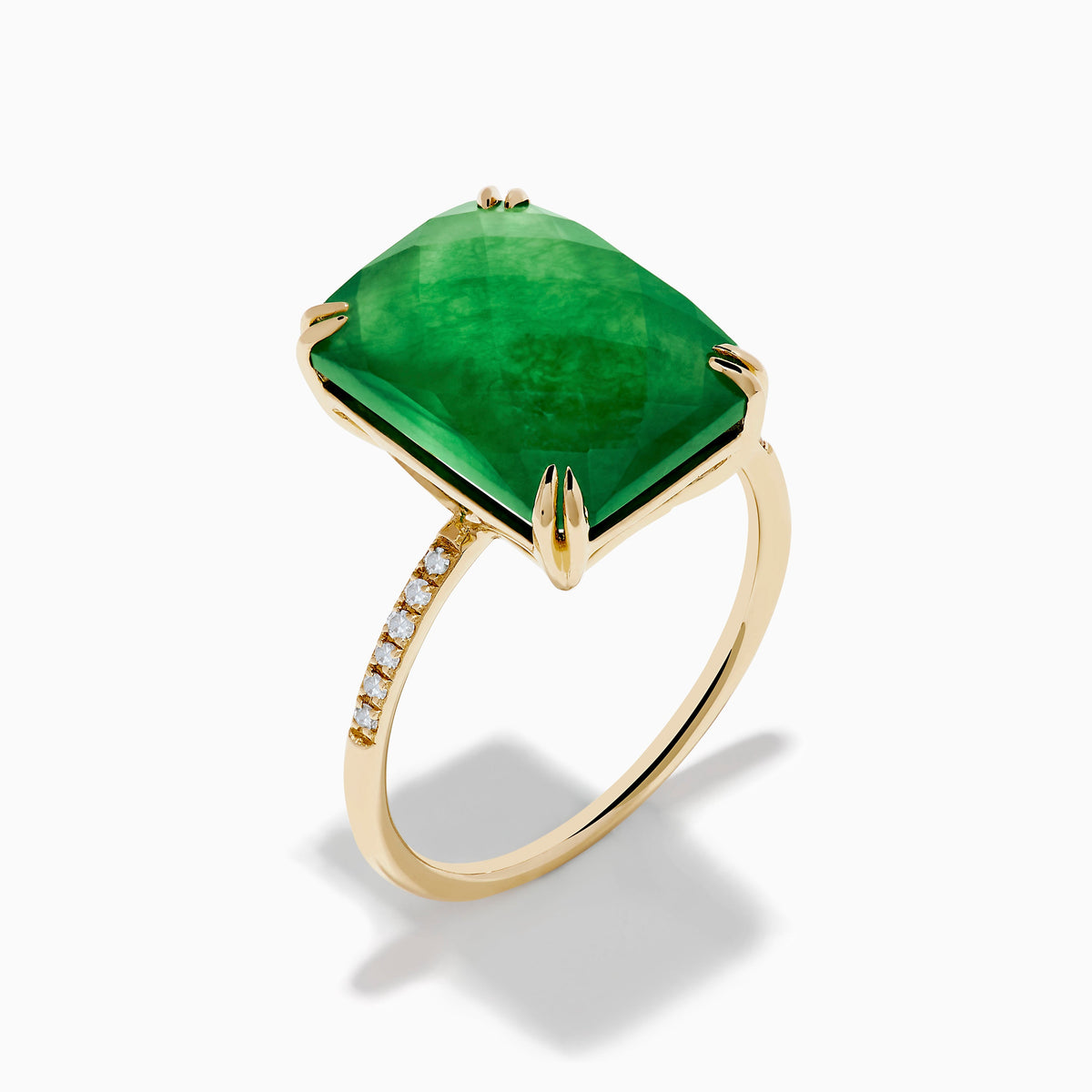 Green Jade and Diamond Ring in 14K Yellow Gold view 4