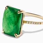 Green Jade and Diamond Ring in 14K Yellow Gold view 2