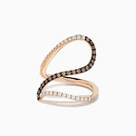 Espresso and White Diamond Pave Wave Ring in 14K Rose Gold