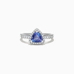 Trillion Tanzanite and Diamond Ring in 14K White Gold, 0.96 ctw