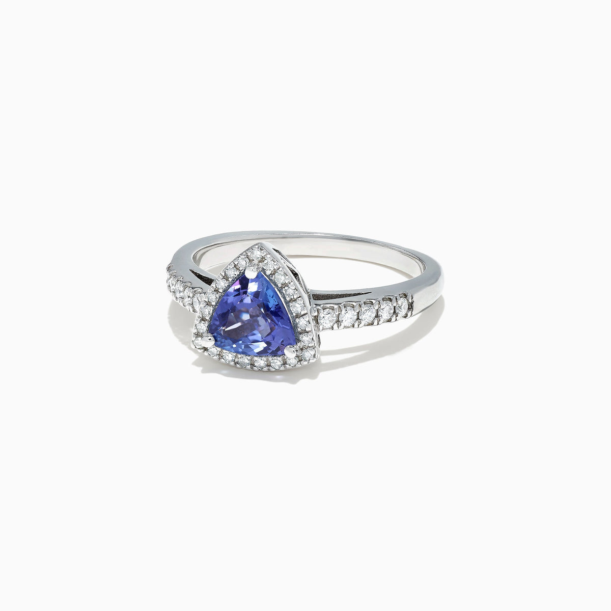 Trillion Tanzanite and Diamond Ring in 14K White Gold, 0.96 ctw view 2
