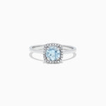 Aquamarine and Diamond Ring in 14K White Gold, 0.78 ctw