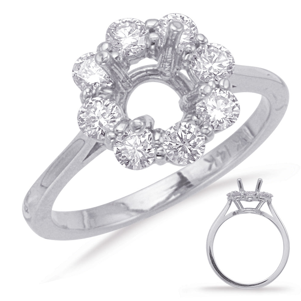 S. Kashi diamond halo semi-mount engagement ring in 14K white gold
