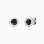 Black and White Diamond Stud Earrings in 14K White Gold, 0.91 ctw view 3