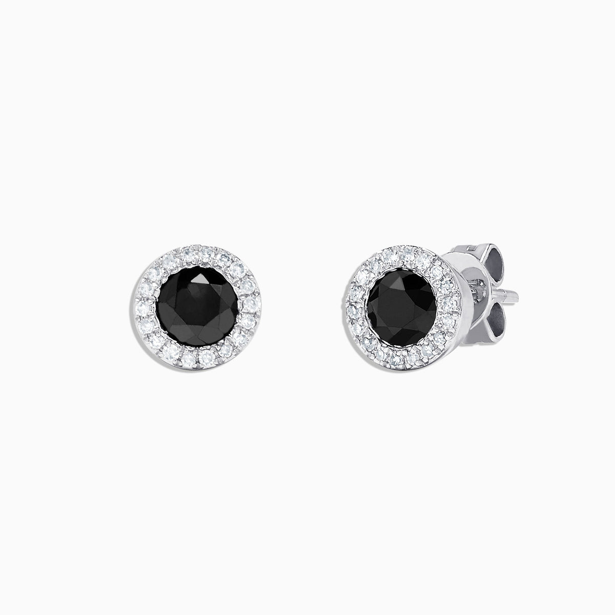 Black and White Diamond Stud Earrings in 14K White Gold, 0.91 ctw view 3