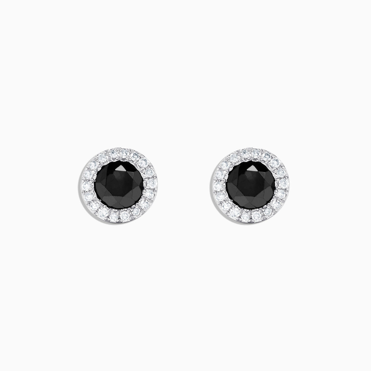 Black and White Diamond Stud Earrings in 14K White Gold, 0.91 ctw