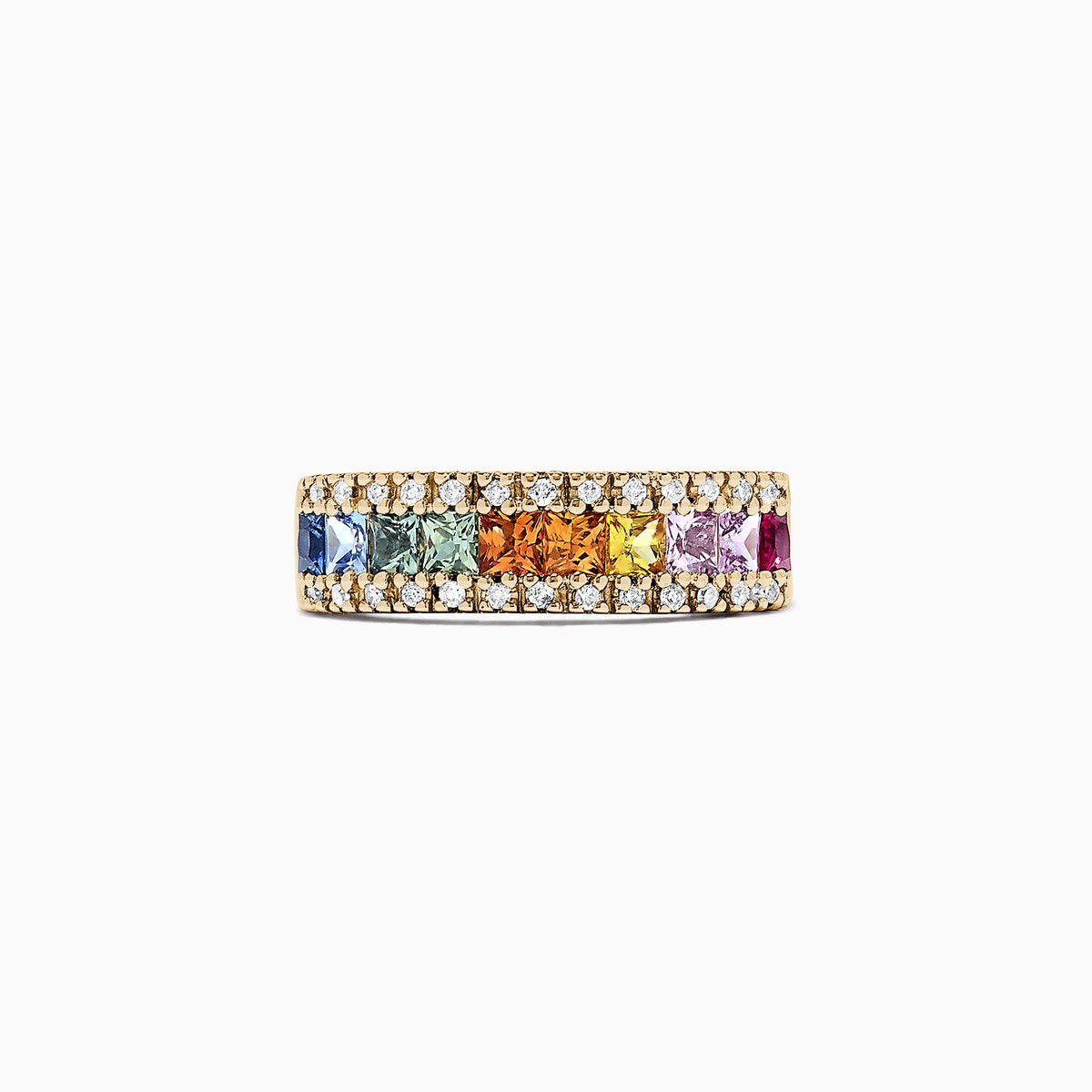 Multi Sapphire & Diamond Ring in 14K Yellow Gold, 1.46 ctw