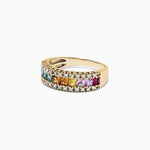 Multi Sapphire & Diamond Ring in 14K Yellow Gold, 1.46 ctw view 3