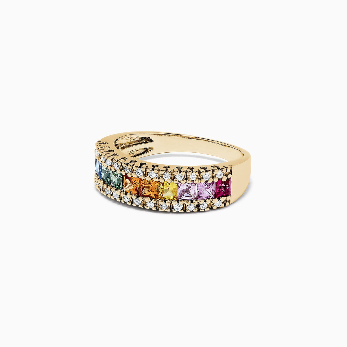 Multi Sapphire & Diamond Ring in 14K Yellow Gold, 1.46 ctw view 3