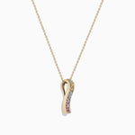 Multi Sapphire & Diamond Pendant in 14K Yellow Gold, 1.17 ctw view 3