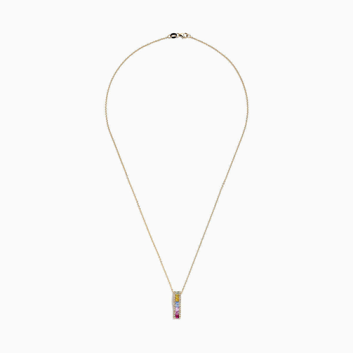 Multi Sapphire & Diamond Pendant in 14K Yellow Gold, 1.17 ctw view 4