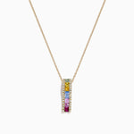 Multi Sapphire & Diamond Pendant in 14K Yellow Gold, 1.17 ctw