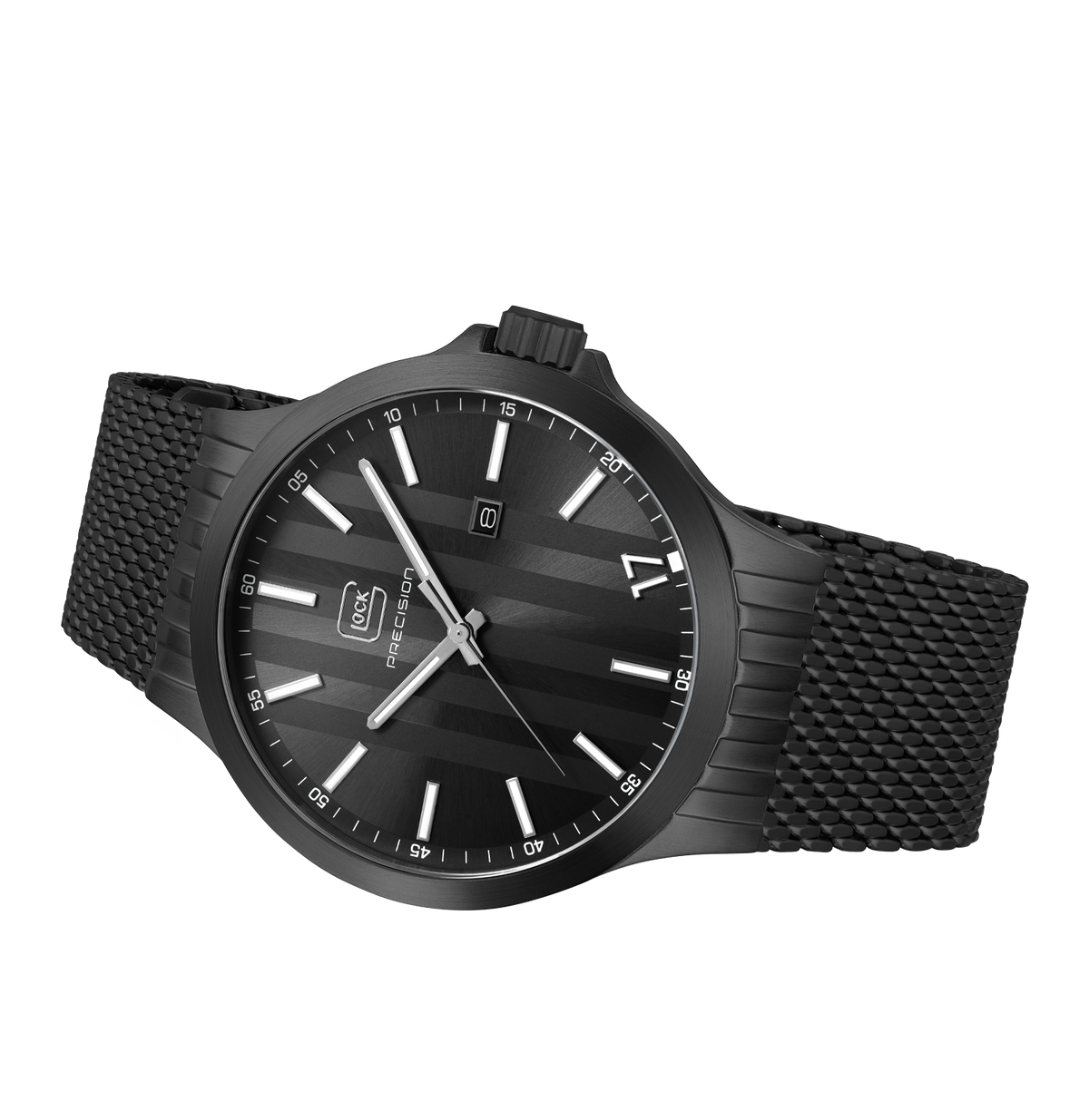 GLOCK Quartz Watch in Black Steel, Black Dial, Black Bracelet