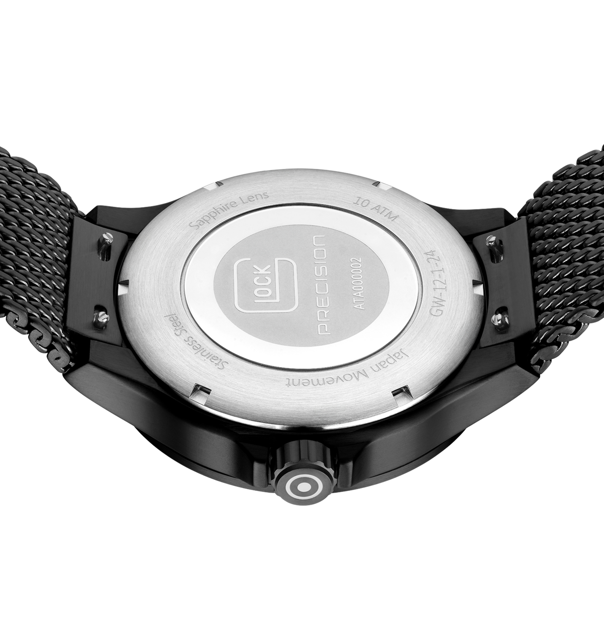 GLOCK Quartz Watch in Black Steel, Black Dial, Black Bracelet