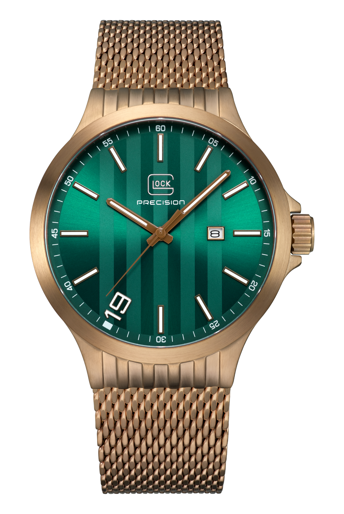 GLOCK Quartz Watch in Coyote Steel, Green Dial, Coyote Bracelet