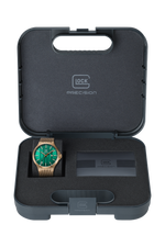 GLOCK Quartz Watch in Coyote Steel, Green Dial, Coyote Bracelet