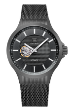 GLOCK Open Heart Automatic Watch in Gunmetal Steel, Gunmetal Dial, Gunmetal Bracelet
