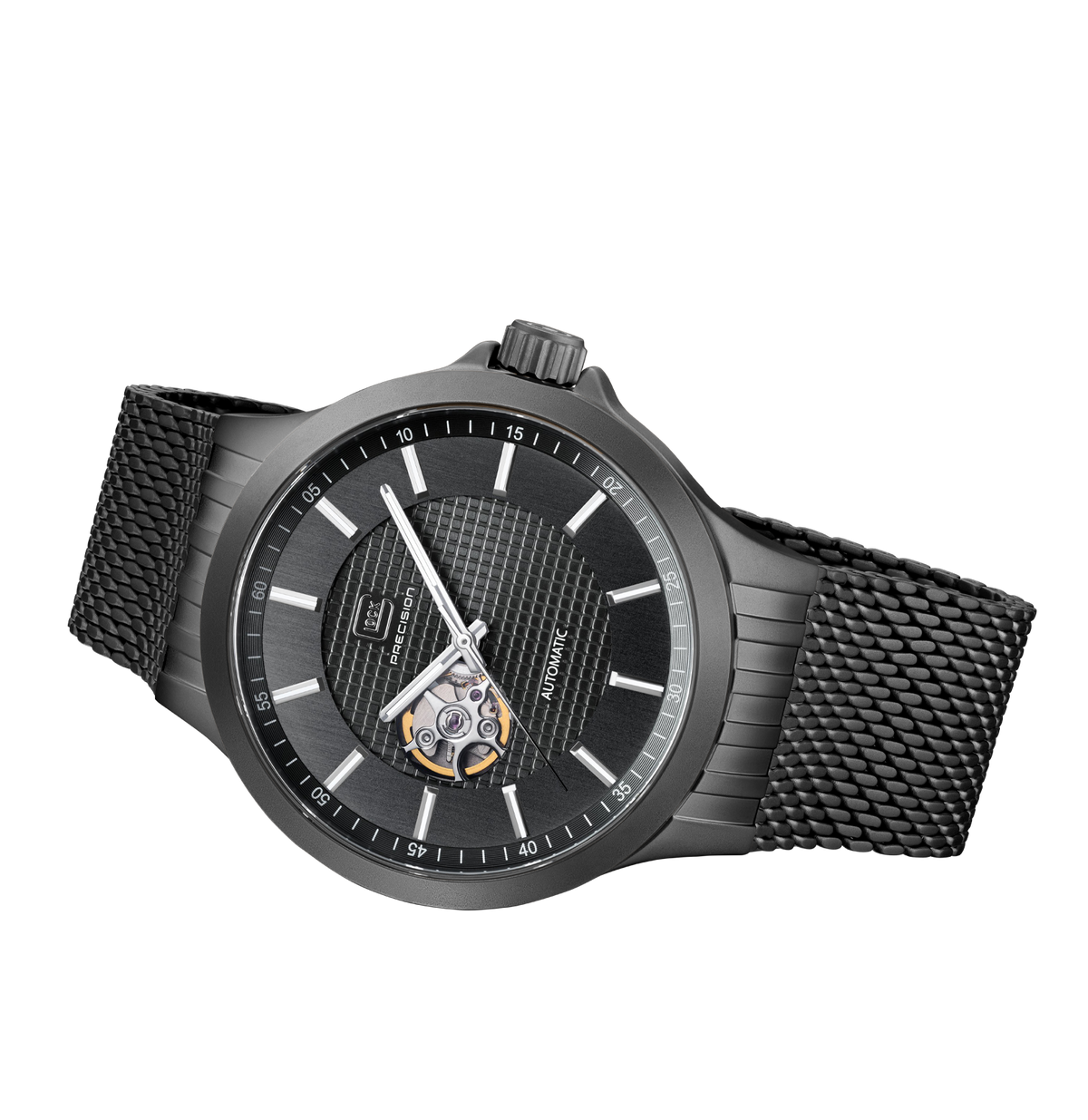 GLOCK Open Heart Automatic Watch in Gunmetal Steel, Gunmetal Dial, Gunmetal Bracelet