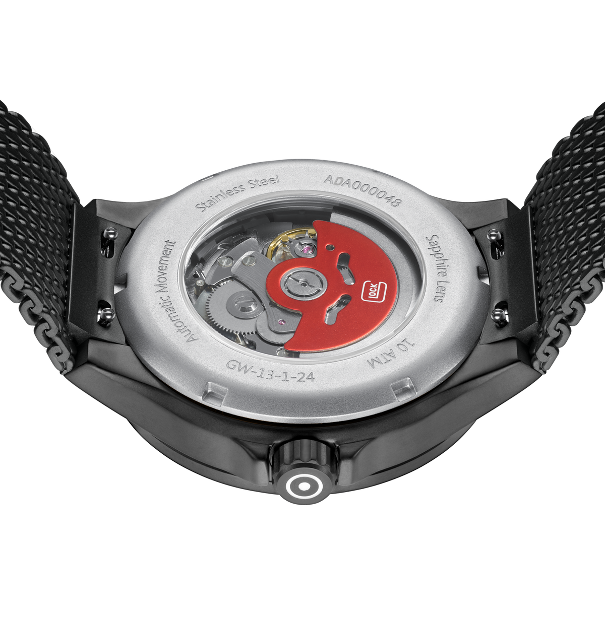 GLOCK Open Heart Automatic Watch in Gunmetal Steel, Gunmetal Dial, Gunmetal Bracelet