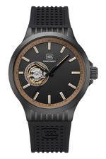 GLOCK Open Heart Automatic Watch in Gunmetal Steel, Black Dial, Black Strap