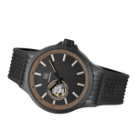 GLOCK Open Heart Automatic Watch in Gunmetal Steel, Black Dial, Black Strap