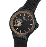 GLOCK Open Heart Automatic Watch in Gunmetal Steel, Black Dial, Black Strap
