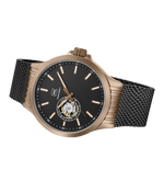 GLOCK Open Heart Automatic Watch in Coyote Steel, Black Dial, Black Bracelet