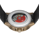 GLOCK Open Heart Automatic Watch in Coyote Steel, Black Dial, Black Bracelet